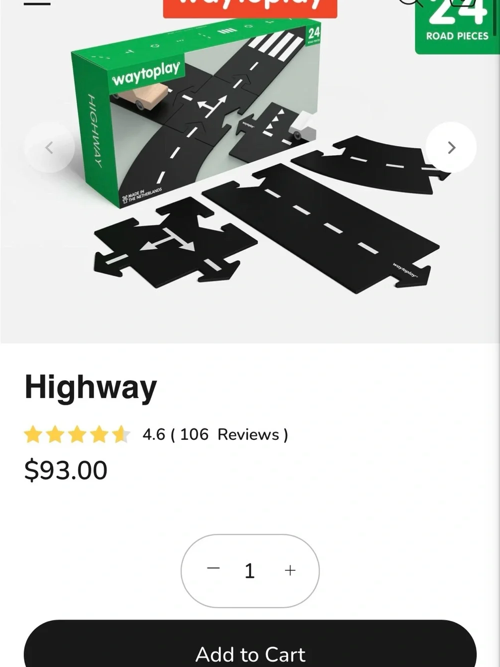 waytoplay Black Road Building Set Pieces